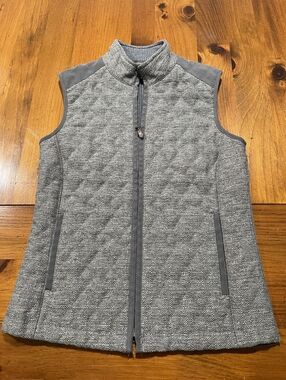J. Mclaughlin Womens Grey Quilted Full Zip Mock Neck Sweater Vest Size X-SMALL